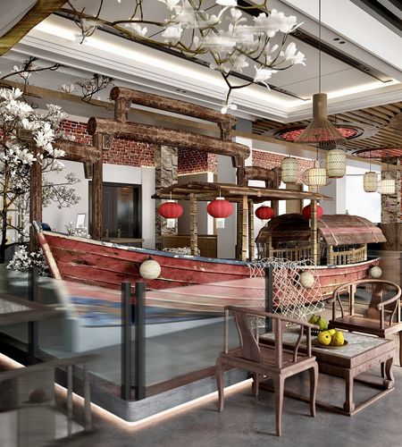 广州古风装修餐厅效果图
