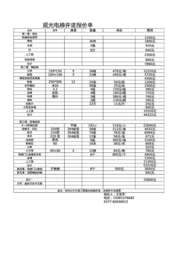 广州观光电梯装修价格表