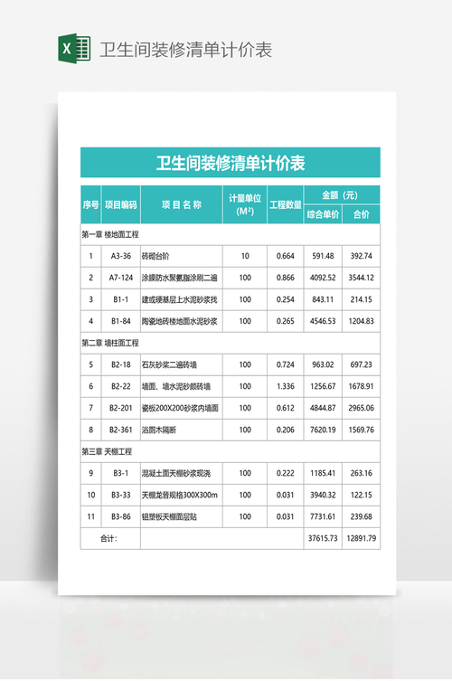 广州卫生间装修报价明细表的相关图片